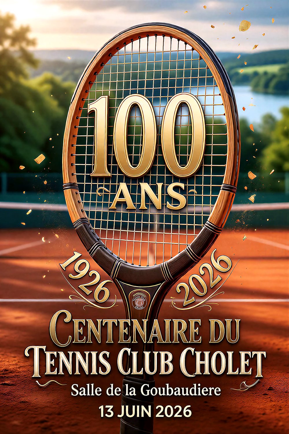 Affiche portrait du centenaire du Tennis Club Cholet, 1926–2026